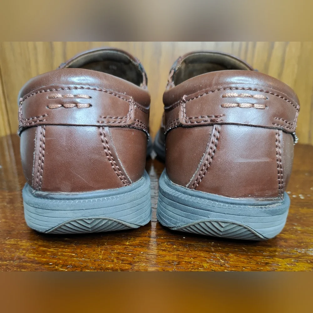 Men's Nunn Bush Slip Resistant Brown Leather Loafers, 9